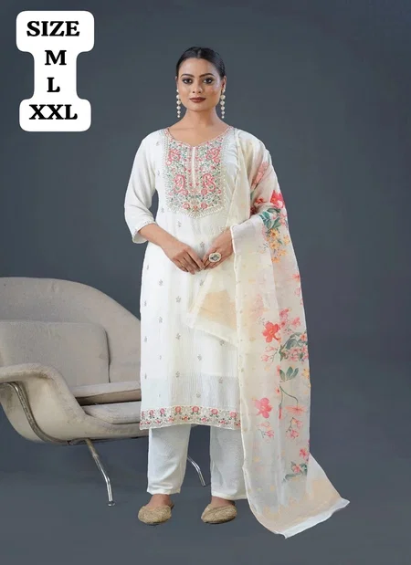 Mariym Vol 1 By Nsf Chinon With Beautiful Embroidery Work Kurti With Bottom Dupatta